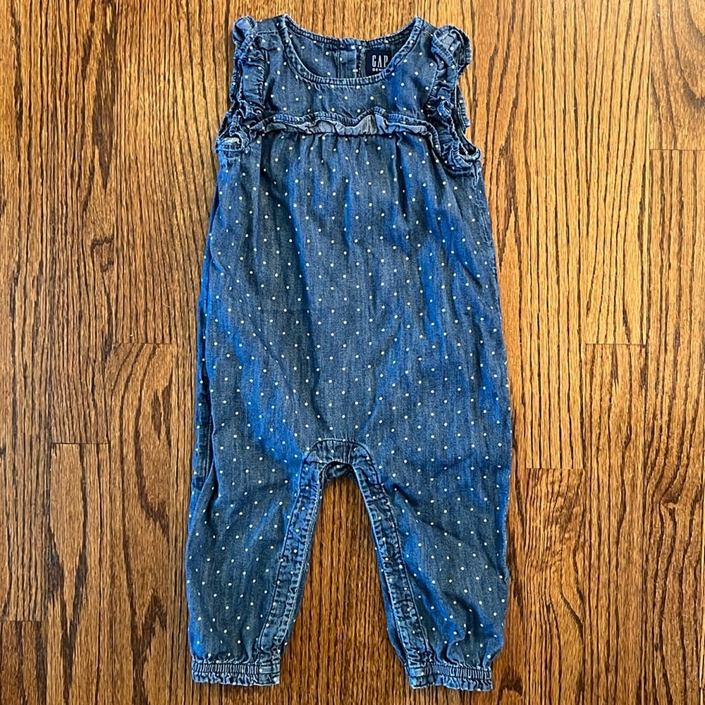 Gap Kids denim/ chambray one-piece jumpsuit